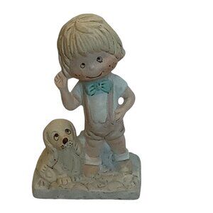 Vtg 1983 Treasure Masters Boy‎ with Puppy Dog Fine Porcelain Figurine 4" x 2.5"